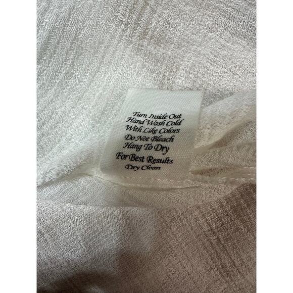 Mine White Floral Embroidery Cottagecore Prairie Boho Peasant Top Sheer Flaws - Picture 13 of 14